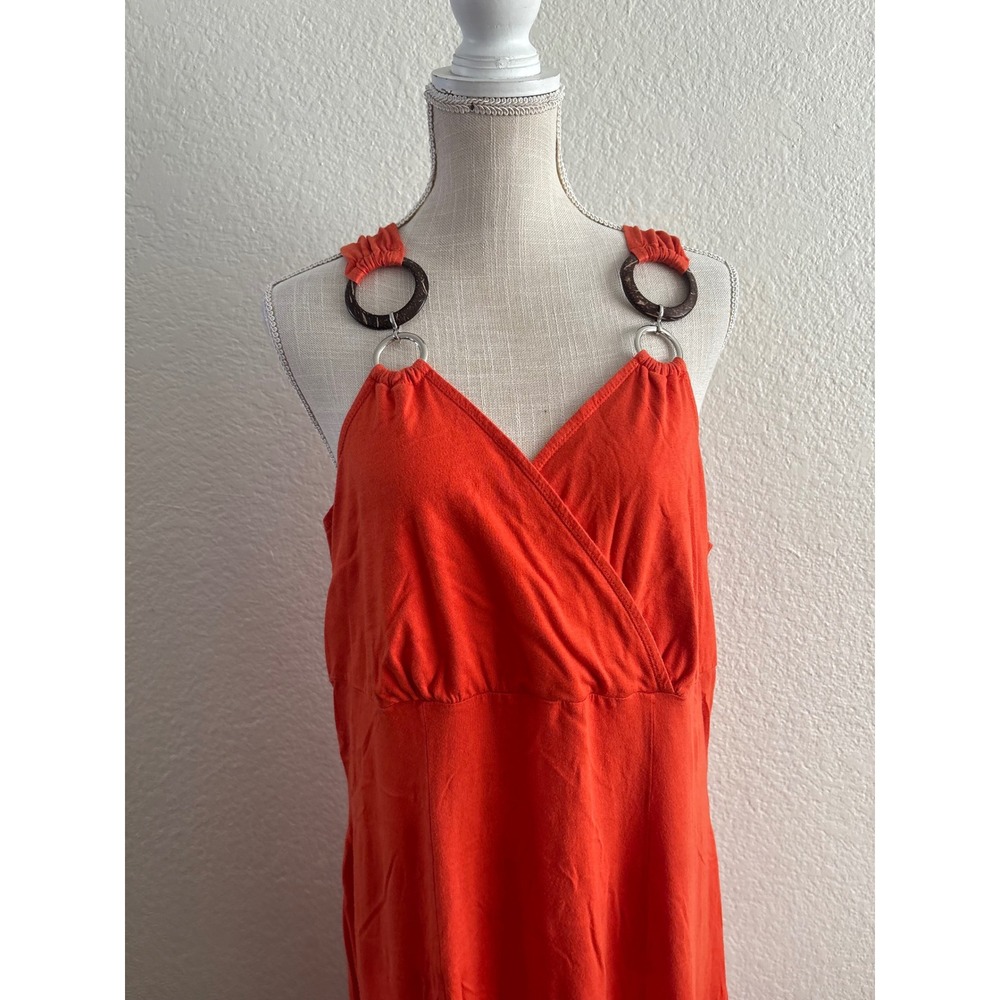 Avenue Maxi Dress 22/24 Orange Sleeveless Ring Detail V-Neck Surplice - Picture 3 of 10